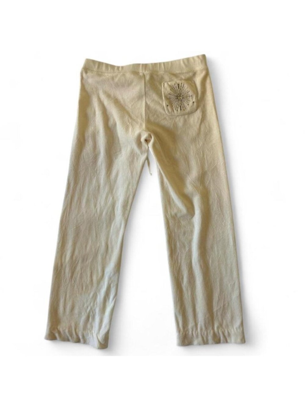 Vintage juicy couture bedazzled back cream yellow low rise flare tracksuit pants
